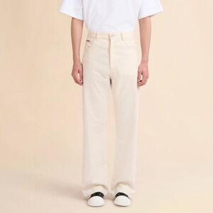 Marni Cream denim wide-leg jeans with Trunkaroo plaque